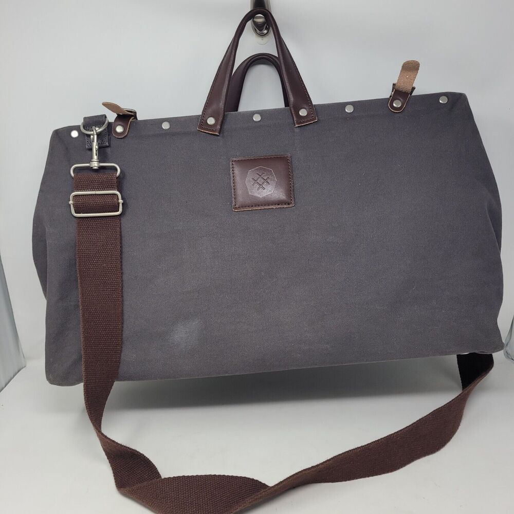 Line of Trade Men's Leather Canvas Weekender or Tool Bag Olive Green Brown LARGE